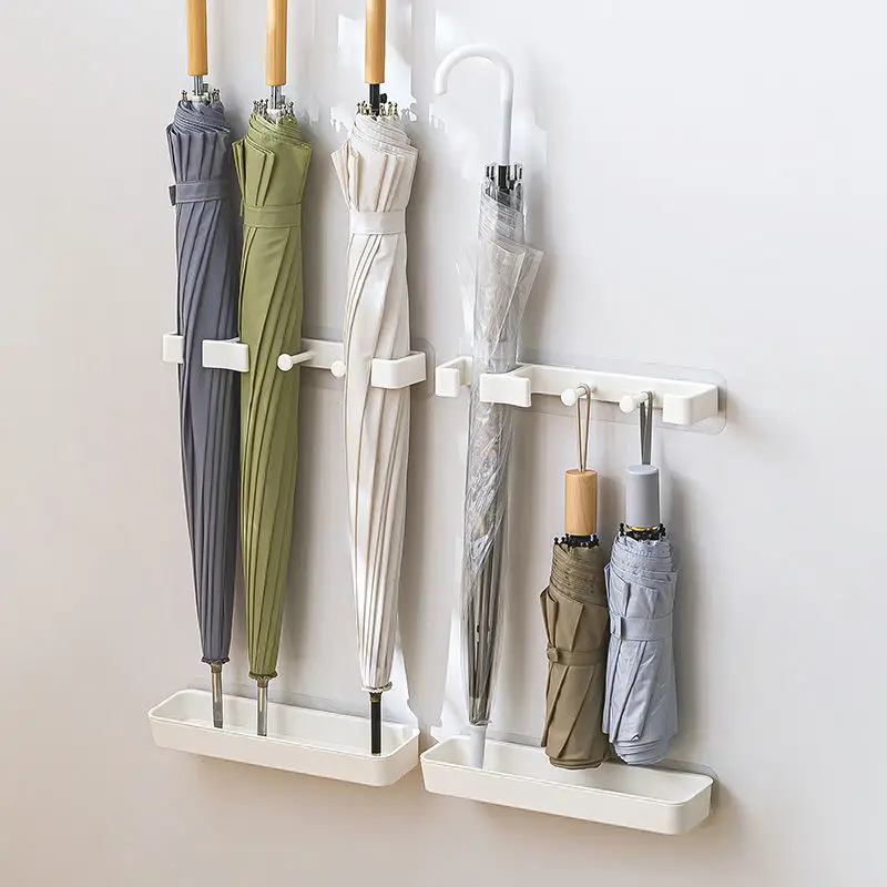 Household wall mounted non perforated umbrella storage rack drain storage rack