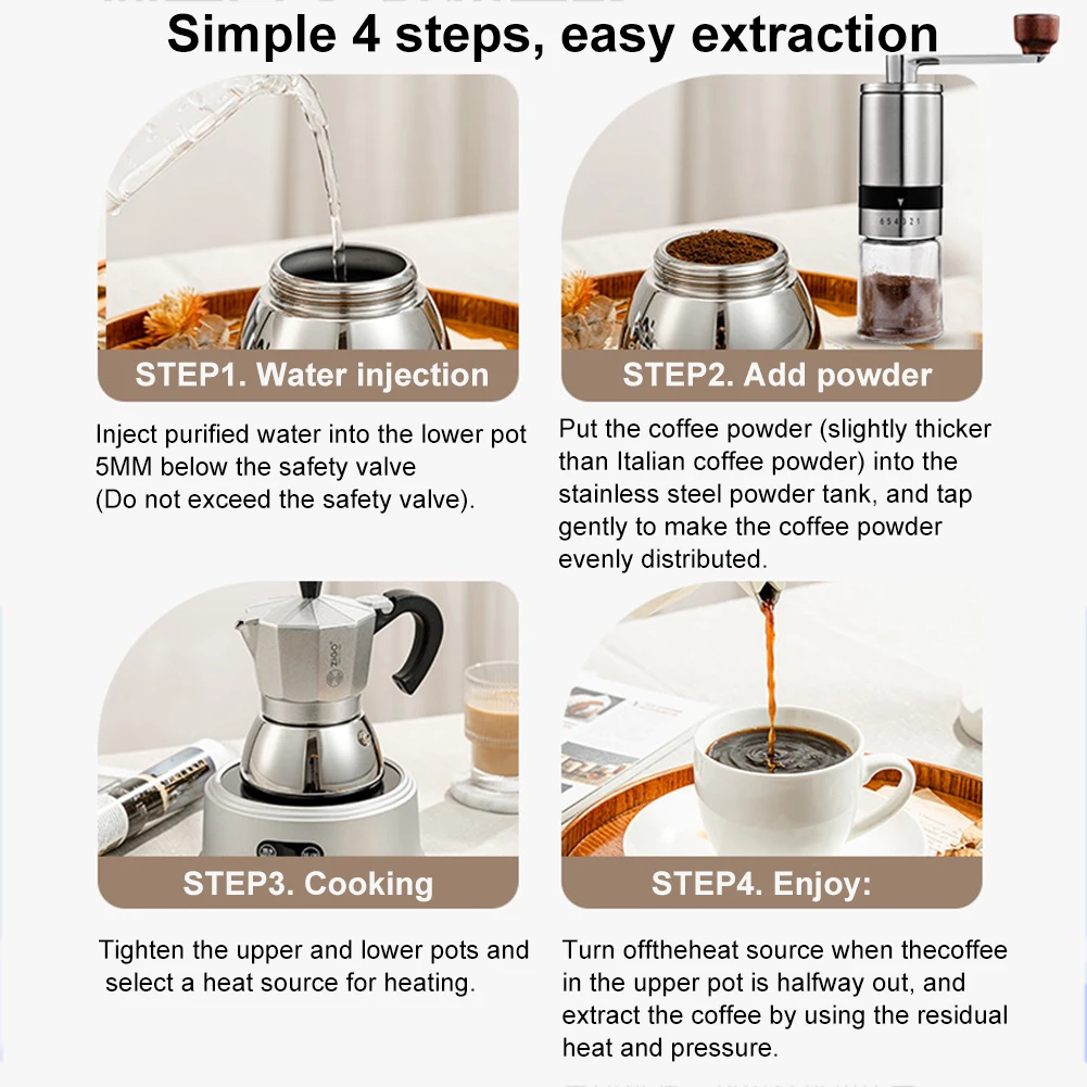 Coffee Maker Moka Pot Aluminum Stovetop 