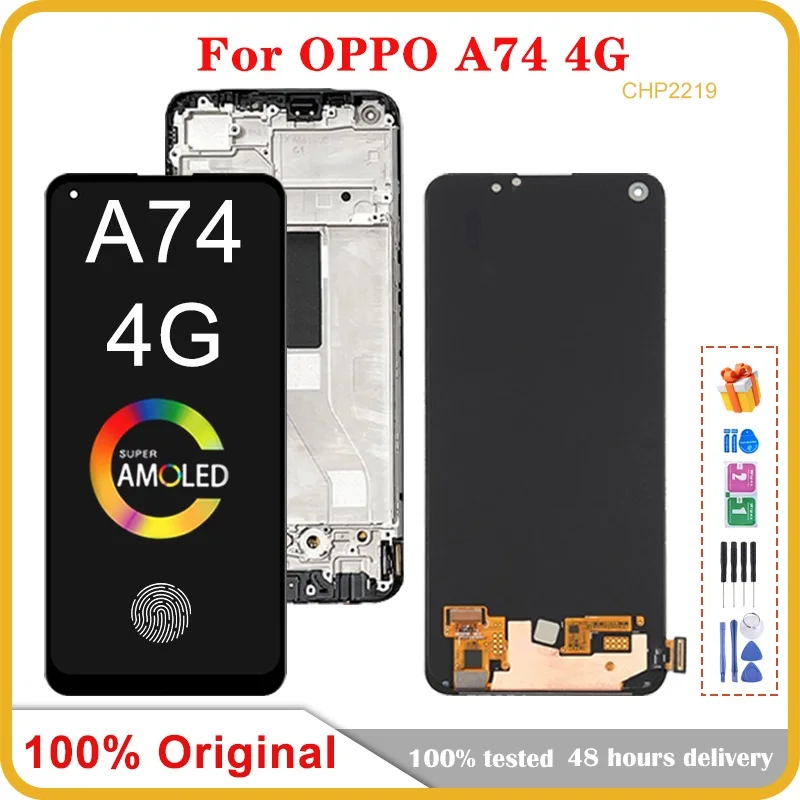 

Дисплей 6,43 дюйма для Oppo A74 4G CHP2219, ЖК-дисплей с рамкой для замены Oppo A74