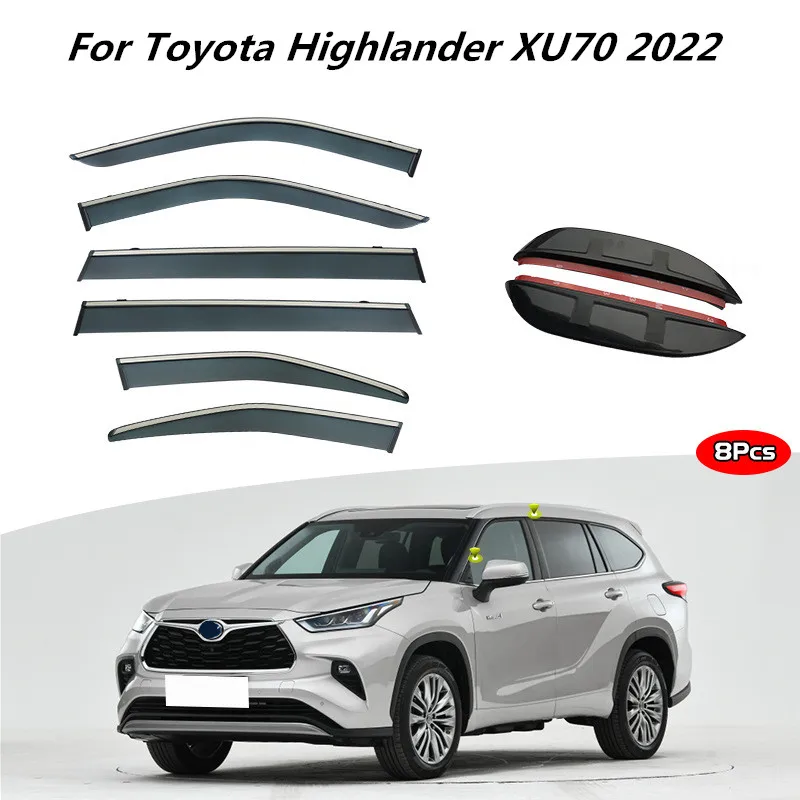 

For Toyota Highlander XU70 2022 Accessories Guards Mirror Window Visors Weathershields Wind Rain Guard Shelters Window Trim