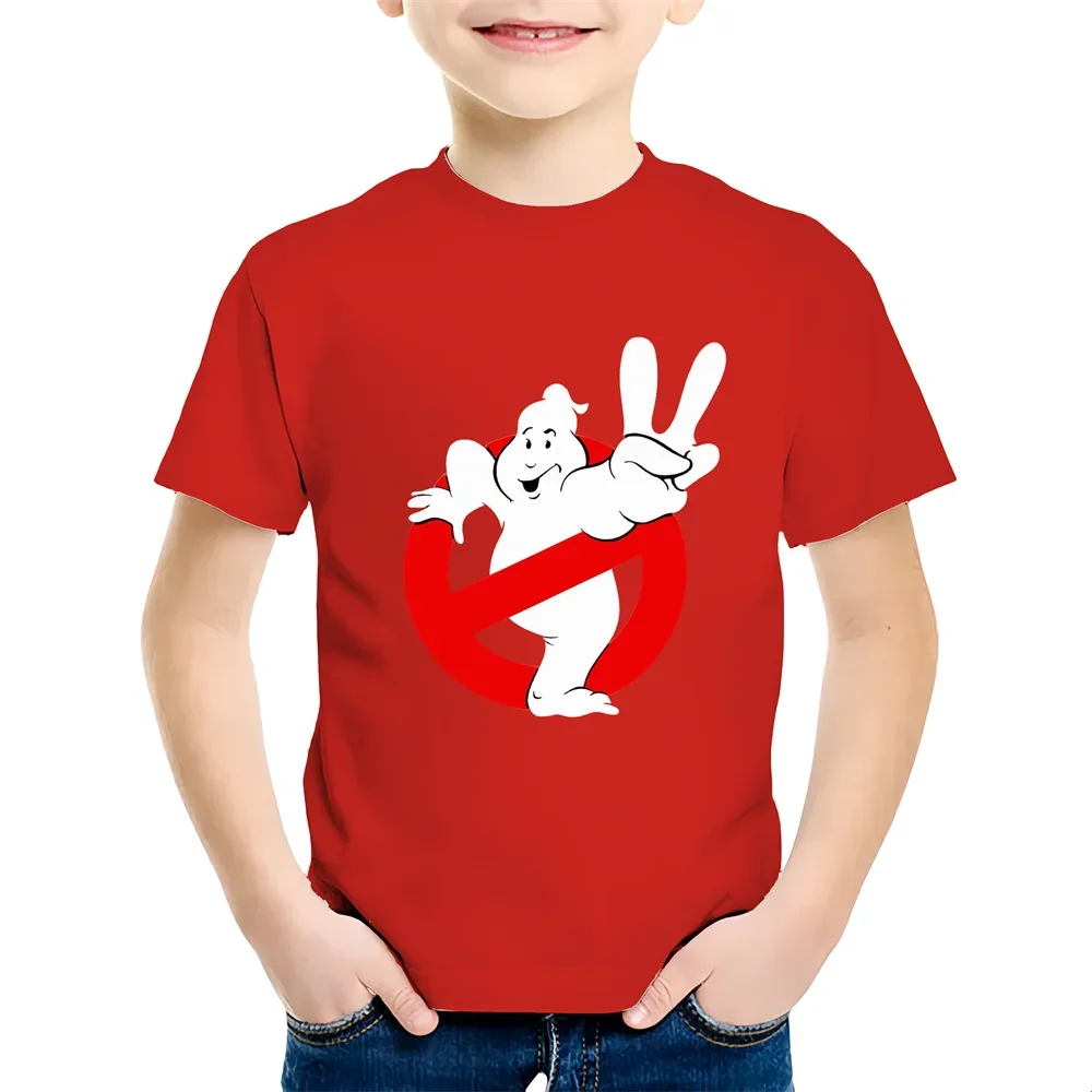 Summer Boys/Girls Cartoon Children Cotton Tshirt Fun Ghostbusters Games Printed Short Sleeve Kids T-shirt Cute Baby Tees 4