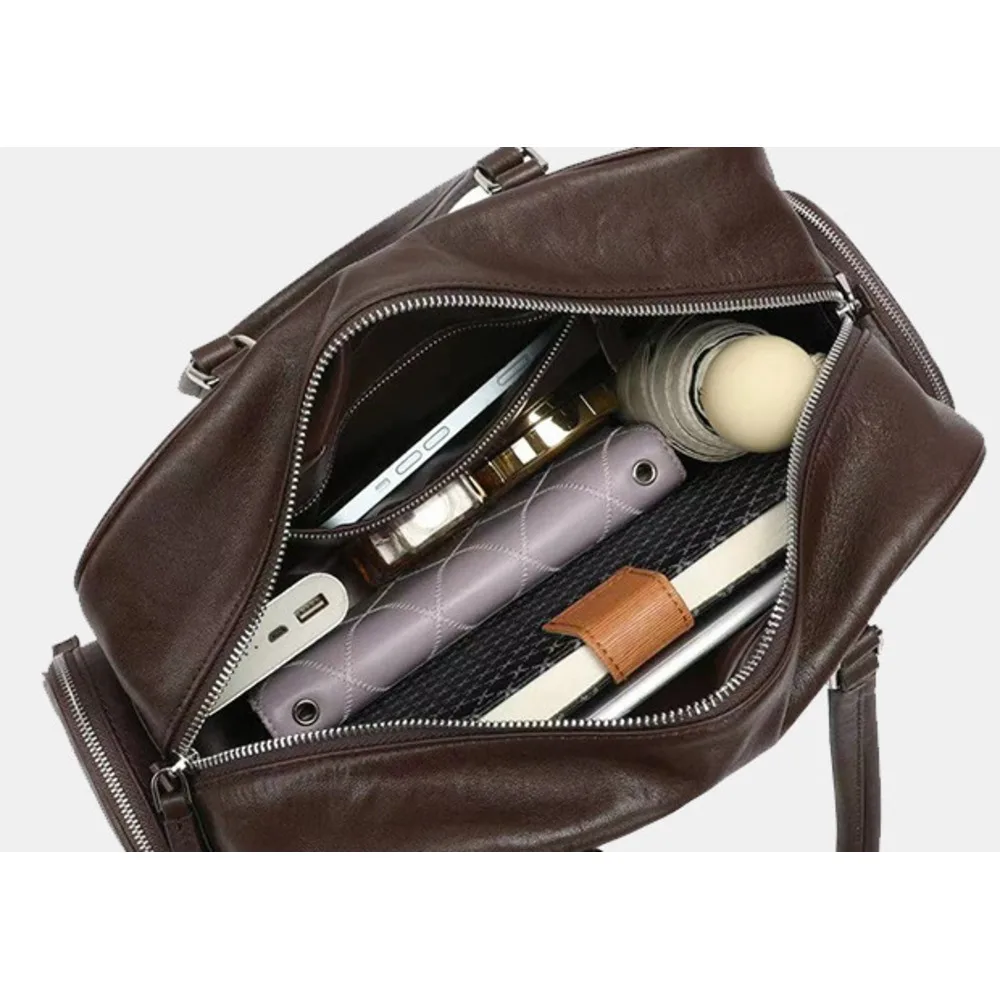 Boston 2024 new multi pocket niche leather motorcycle women's large capacity single shoulder armpit bag_voghion.com