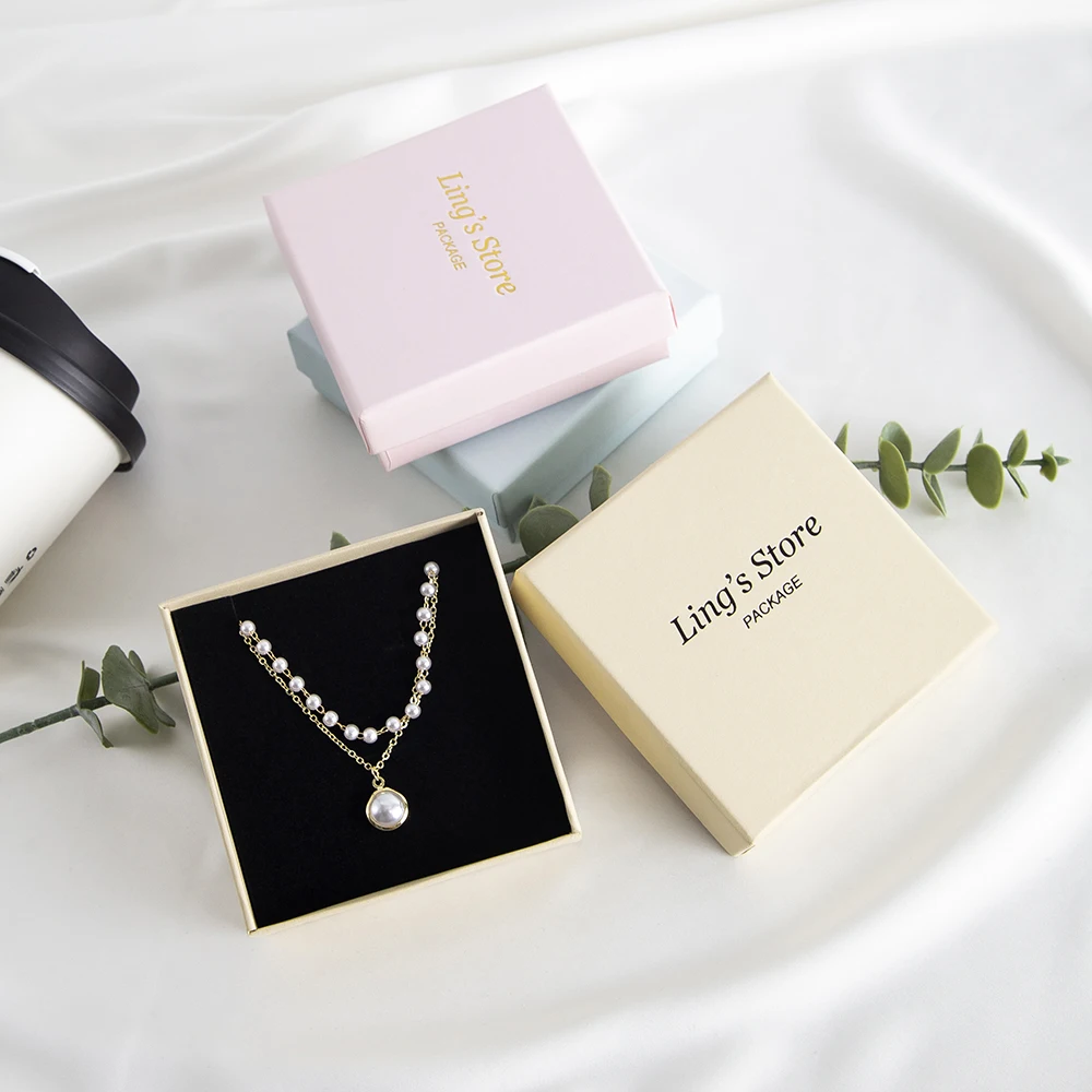 24 Stück individuelle Logo weiße Schmuck-Verpackungsbox, Hochzeitsbevorzugung, Geschenk, Ohrring, Ohrstecker, Armband, Anhänger, Perlenkette, Ölbeutel, Aufbewahrung – Detail 10