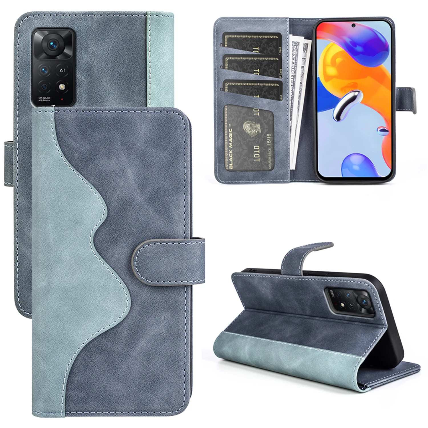 Flip Leather Case For Xiaomi Redmi Note 11 11S 11T 10 10A 10T 9 8 12C 12 K50 K60 K60E 10X Pro