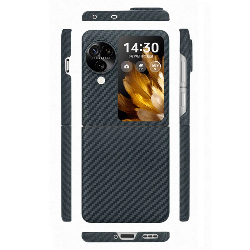 Case for OPPO Find N3 Flip Ultrathin Real Carbon Fiber Aramid Anti-explosion Fold Mobile Phone Protective Cover Protection Shell