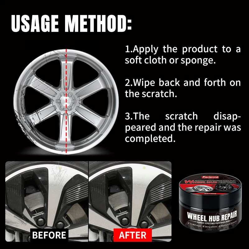 Wheel Repair Kit Wheel Rim Repair Paste Car Wheel Chrome Repair Paste Professional Restoration Protection for Metal Rims Wheel Hub Polish Chrome Plating Agent