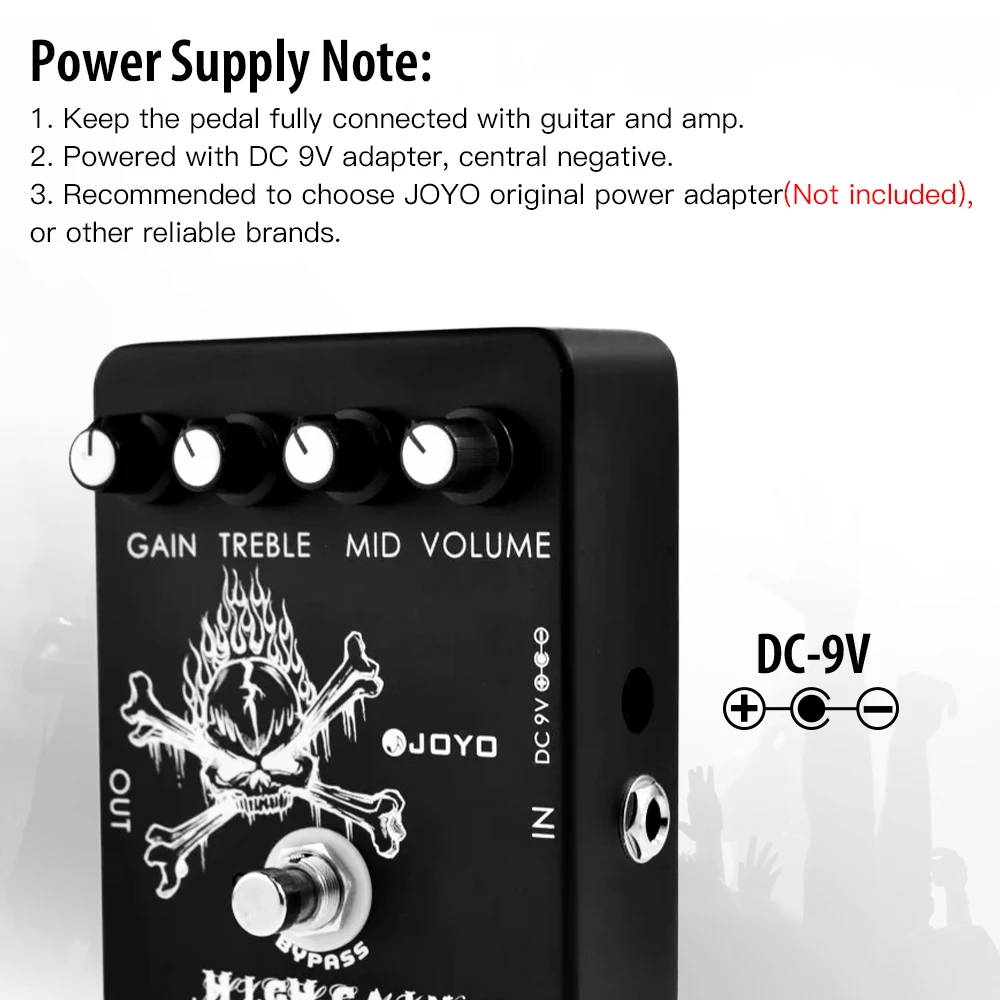JOYO JF-04 HIGH GAIN DISTORTION Guitar Pedal from Blues Rock Crunch to Snarling