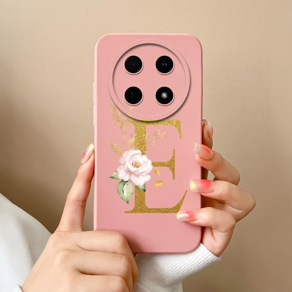 Elegant Floral Letter Design Soft Silicone Protective Phone Case Cover