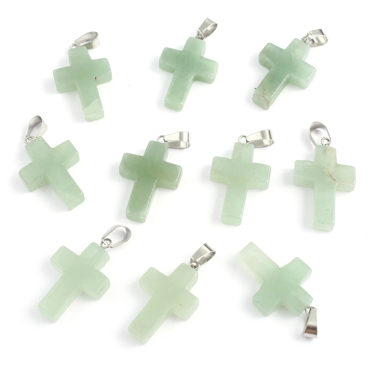 

Charms Natural Green Aventurines Pendant Cross Shape Natural Stone Pendant for Making DIY Jewelry Necklace Accessory 35x19mm