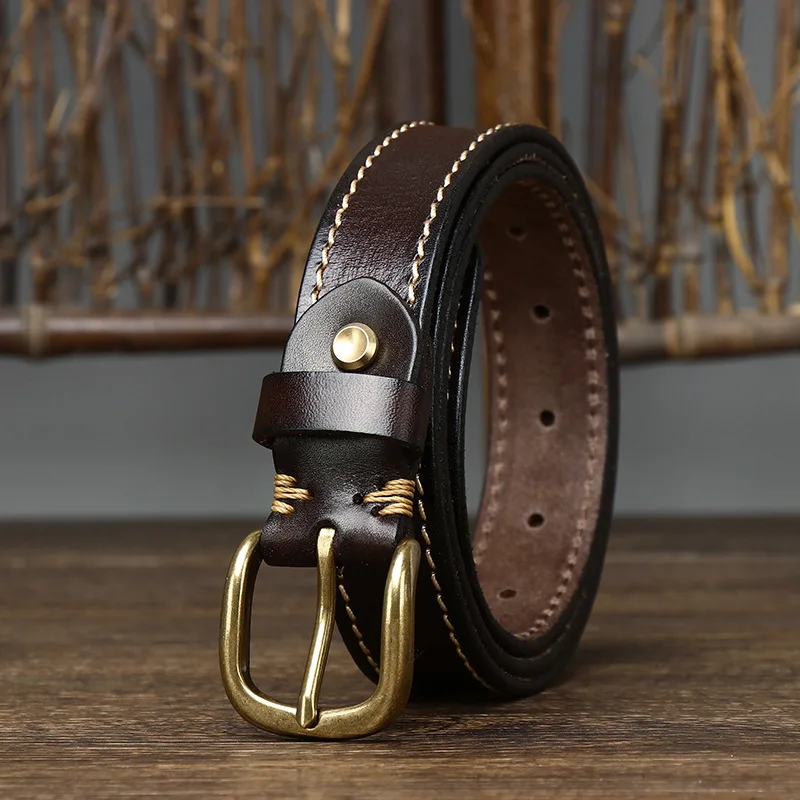 brown belt women 2.8cm Width Women Belt Designer Female Belt Genuine Leather Belts Cowskin Strap Pin Buckle Belts Fancy Vintage for Jeans wide belts