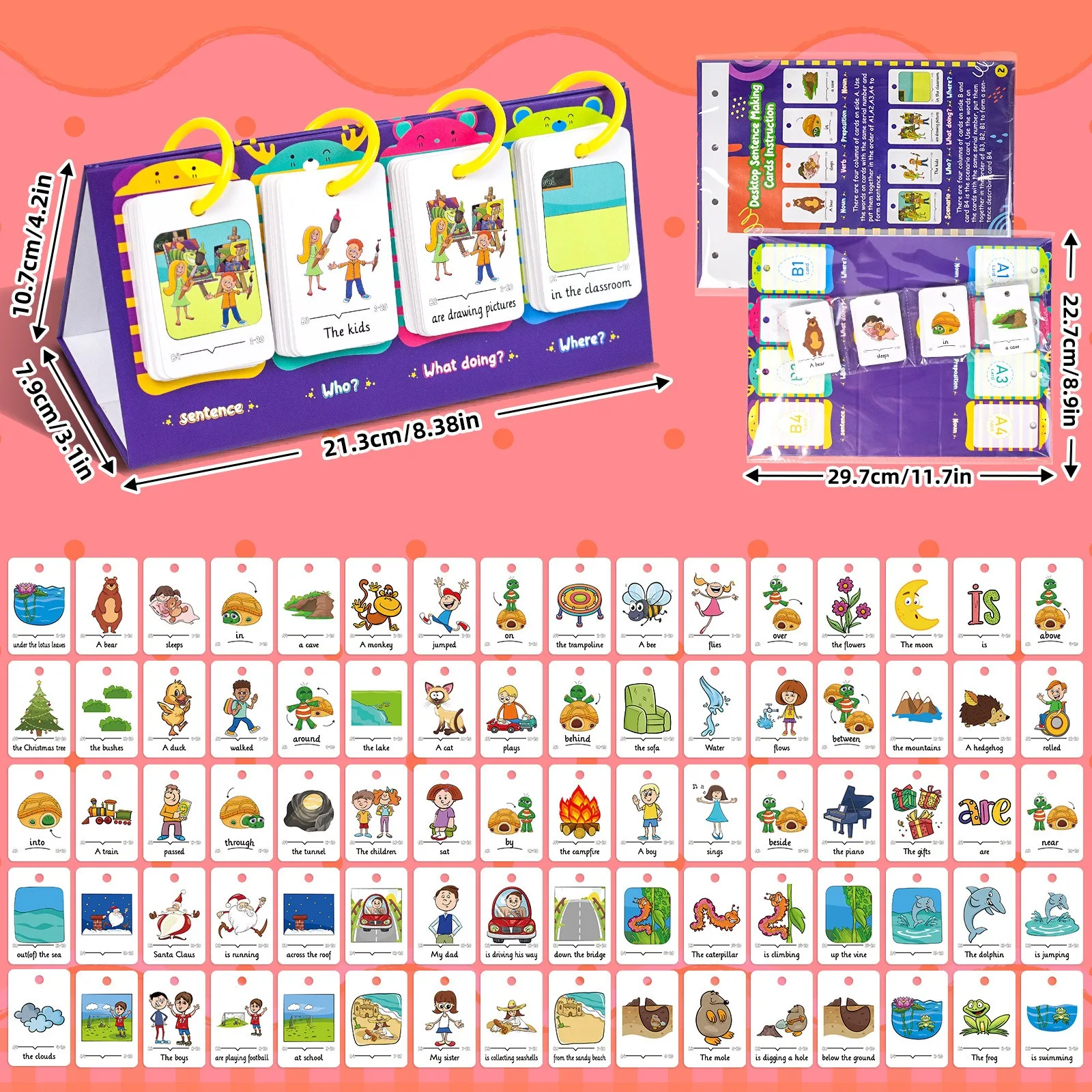 Sentence-Making Exercises Flip Chart Sentence Game Activity Educational Learning Tool Vocabulary Building Special Speech Therapy 2