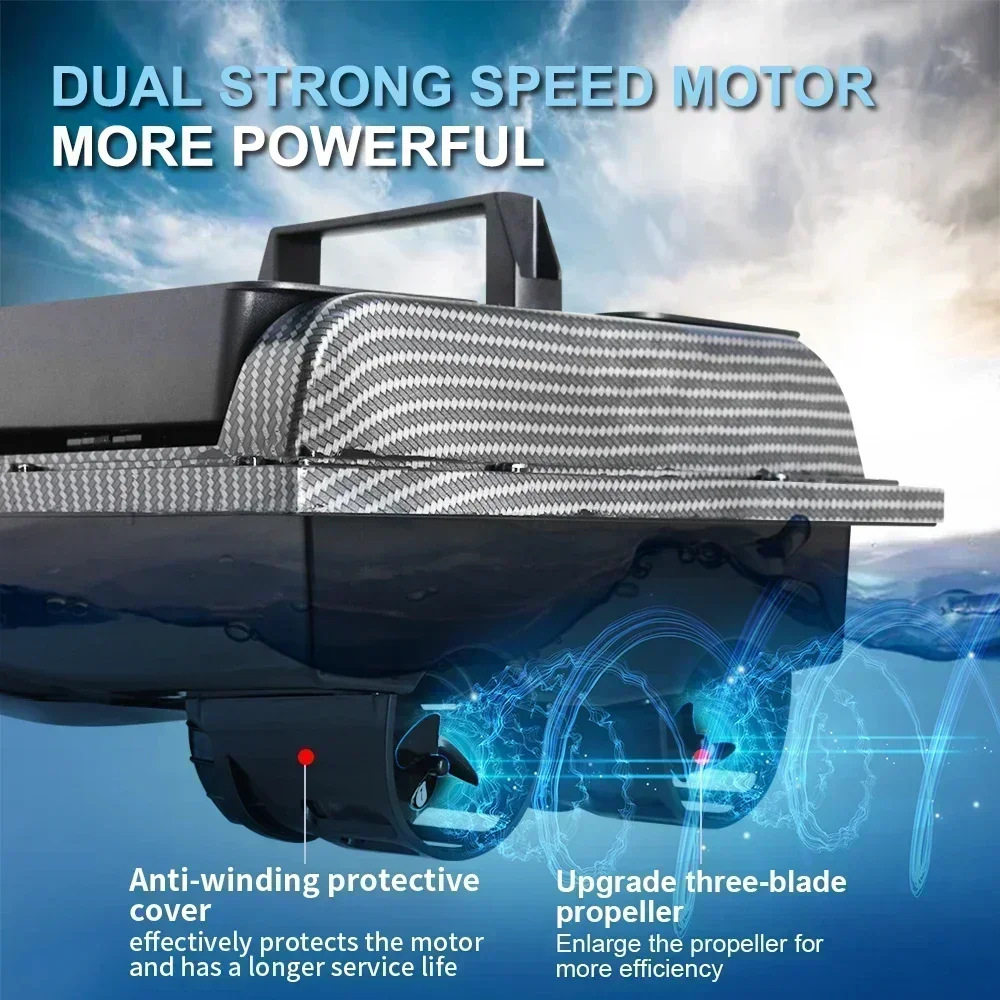 Rc 미끼 보트 V900 GPS 40 낚시 포인트 500 M 원격 제어 1.5KG 무게의 호퍼 2개 자동 반환 야간 낚시 보트