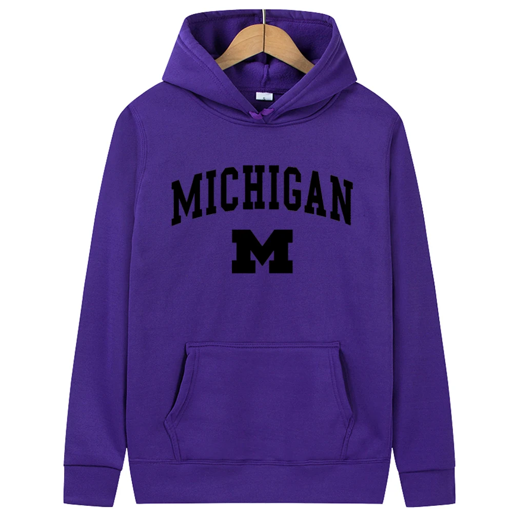 thumbnail image 1 of Sudadera con capucha para hombre y mujer, suéter Unisex con estampado de letras de Míchigan, moda informal para estudiantes y parejas, Otoño e Invierno, 1 of 5