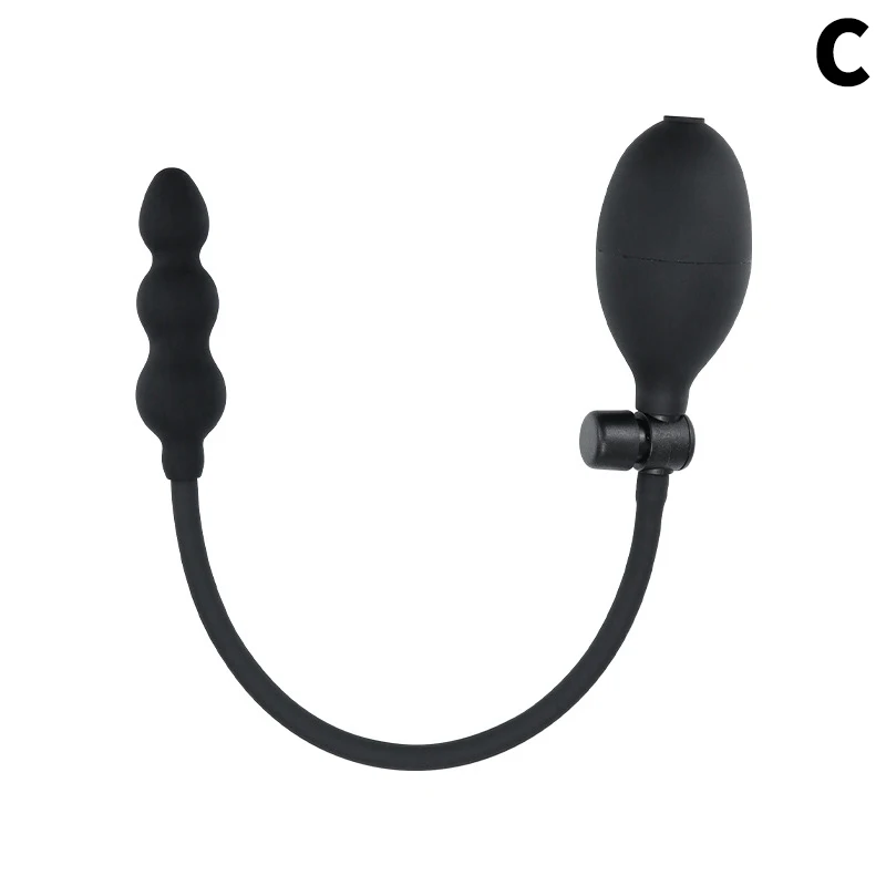 Silicone Inflatable Anal Plug Double Ball Butt Plug Expandable Trainer Anal Dilator Dildo for Women Men Adult Sex Toy