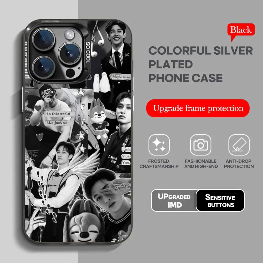 Korean Singer B-bang-chanS Black IMD Colorful Silver Soft Phone Case