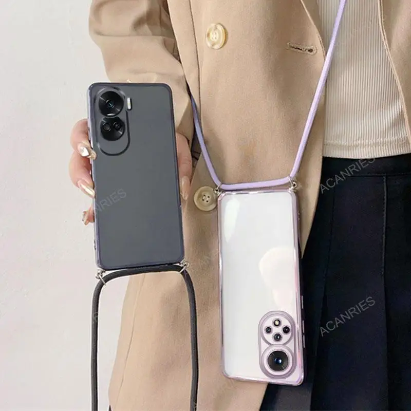 Luxury Plating Transparent Necklace Crossbody Lanyard Phone Case