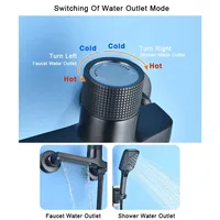 Gray Waterfall Bathtub Faucet With Hand Shower Brass Chrome Wall Mounted Bathroom Shower Mixer Tap Full Shower system Set 2