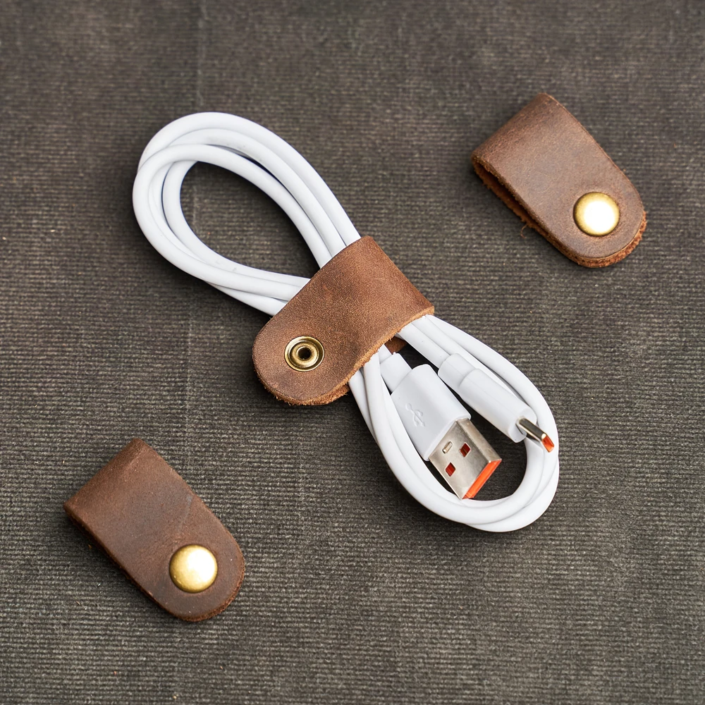 1/3/5/10pcs RealLeather Charger Headset Data Cable Winder Headphone Earphone Wire Wrap Cable Cord Winder Organizer Collect