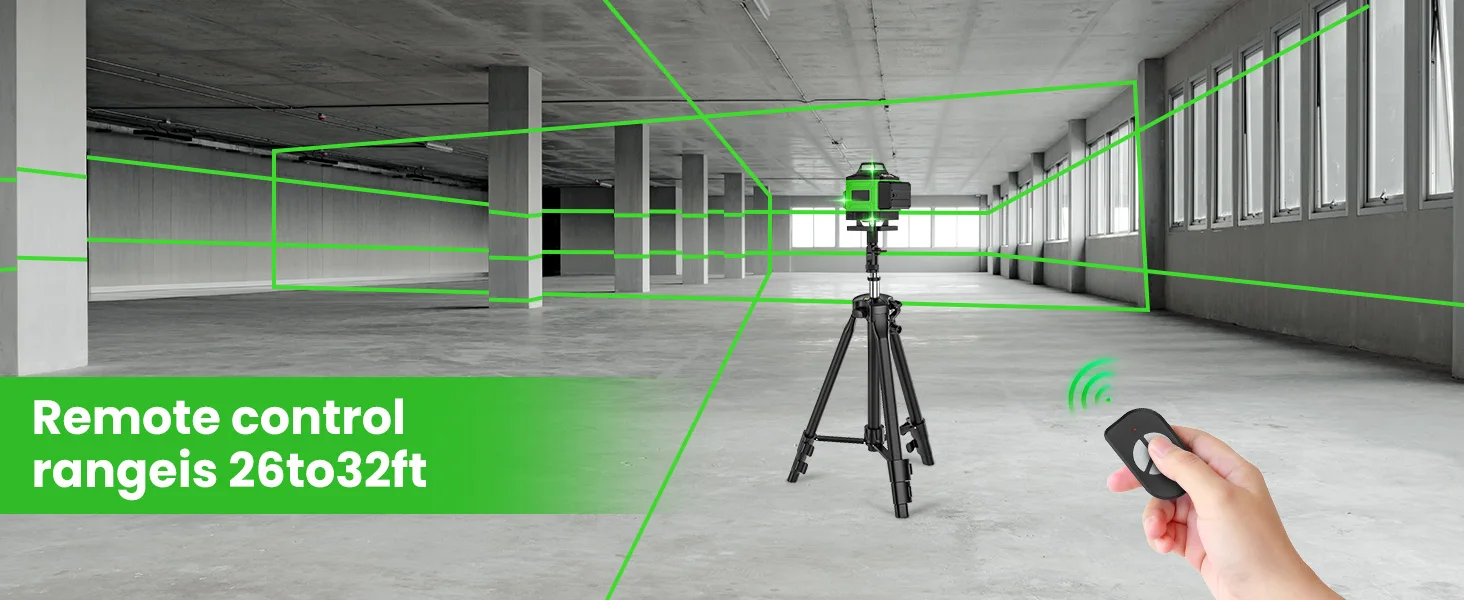 4D 16-Linien-Grünlaser 3x360 ° Selbstnivellierend ±1/9" Genauigkeit IP54 USB wiederaufladbar mit Stativbasis und Gehäuse – Detail 5