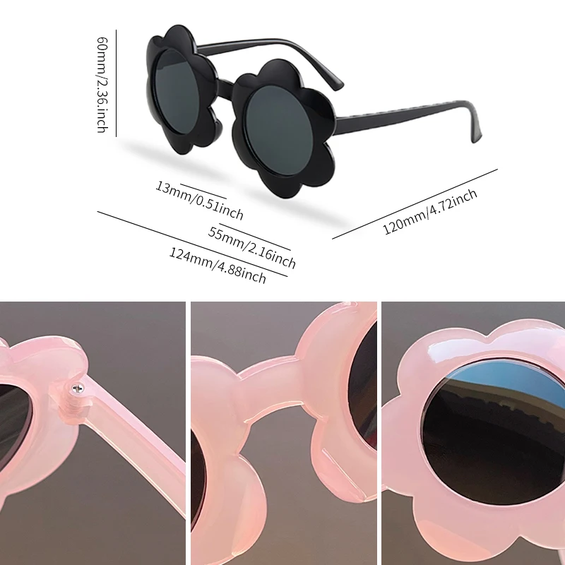 Children Fashion Sunglasses UV400 Girls Boys Round Square Sun Flowers Sunglasses Kids Sun Glasses