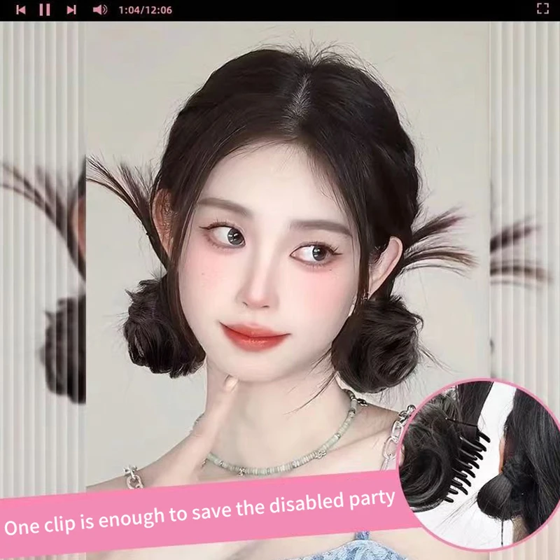 Synthetic Hair Bun Curly Wig Gripping Clip Meatball Head Elastic Ponytail Hair Extensions Scrunchy False Pieces For Women