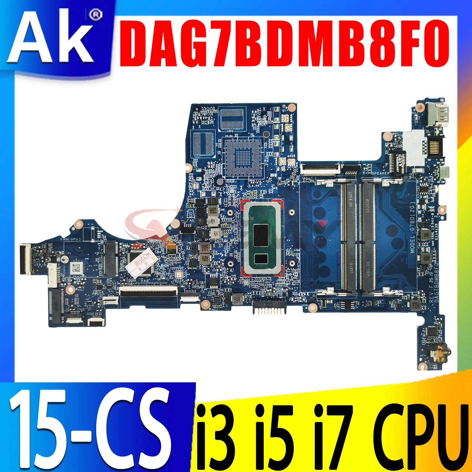 Scheda Madre Per Scheda Madre Per Laptop Hp Pavilion 15T-Cs 15-Cs Con Cpu I3 I5 I7 Di Ottava Generazione Dag7Bdmb8F0