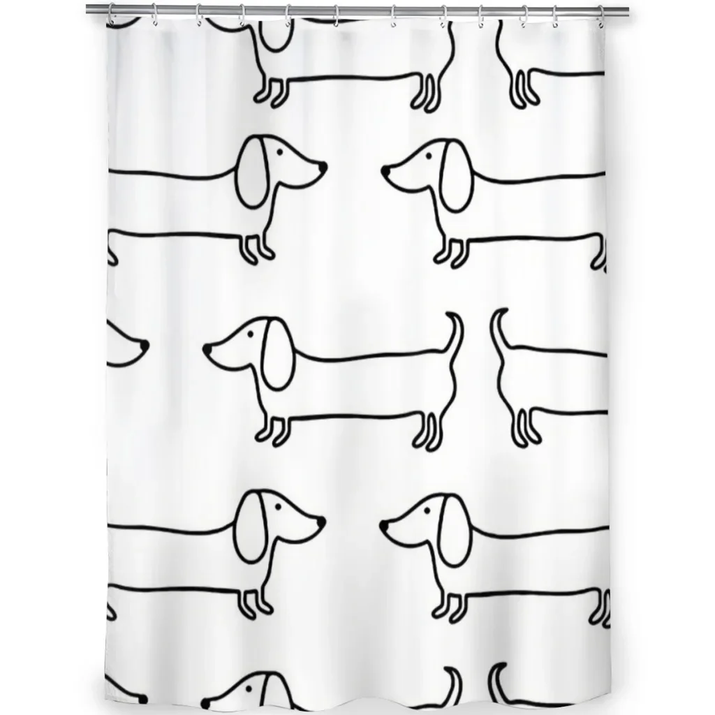 Dachshund Black White Bathroom Shower Curtains Dog Waterproof Partition Curtain Designed Home Decor Accessories 3