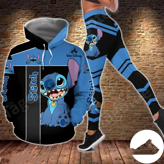 Stitch Hoodie and Yoga Pants Set Disney Women's Hoodie Leggings Suit Yoga Pants Sweatpants Fashion Sports Suit Disney Yoga Suit 4