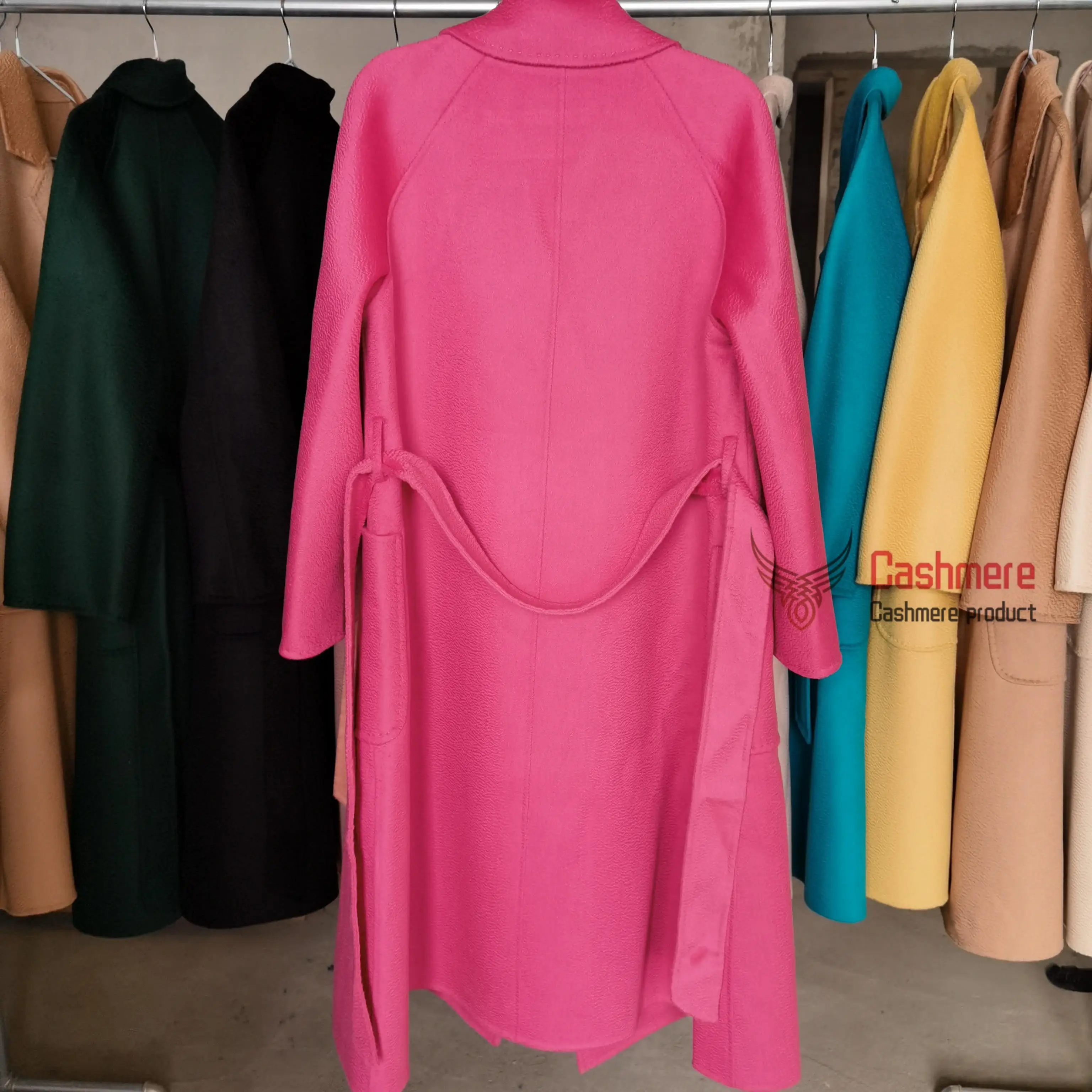 Winter Cashmere Coat Women Mid-length Wool Coat Water Ripples 2022 New Autumn 20% Cashmere Camel Coat With Black Coat Commuting shell jacket