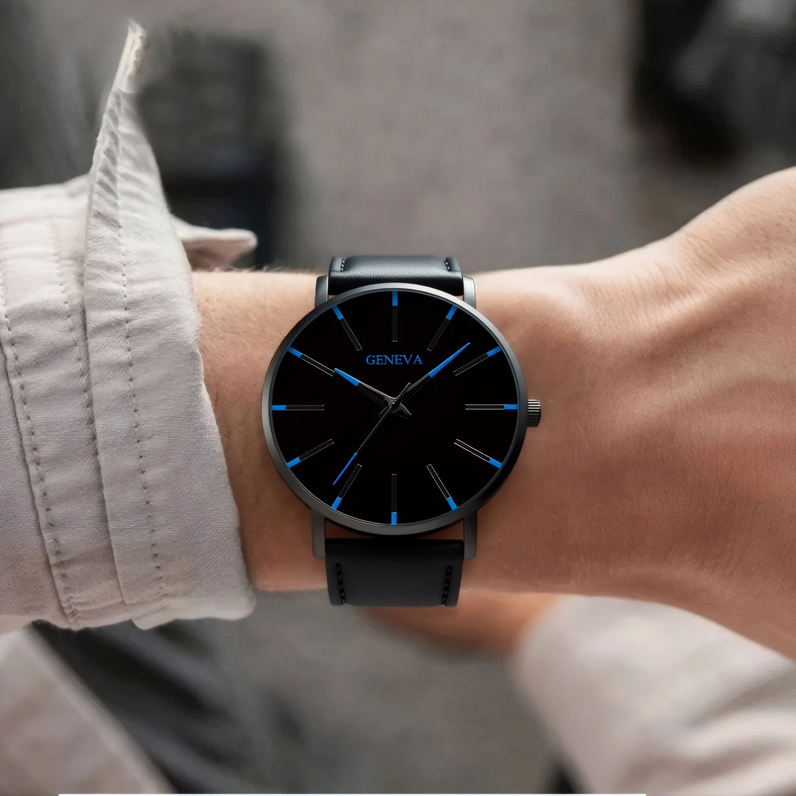 Mens Business Watches Minimalist Leather Imitation Quartz