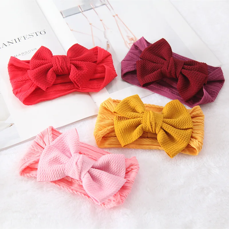 2022 Baby hair bows Headband for Child Bowknot Headwear Cables Turban for Kids Elastic Headwrap headband Baby Hair Accessories large bow baby girls turban big bowknot cotton wide headband multi color child bunny rabbit ears headwrap photo props headwear