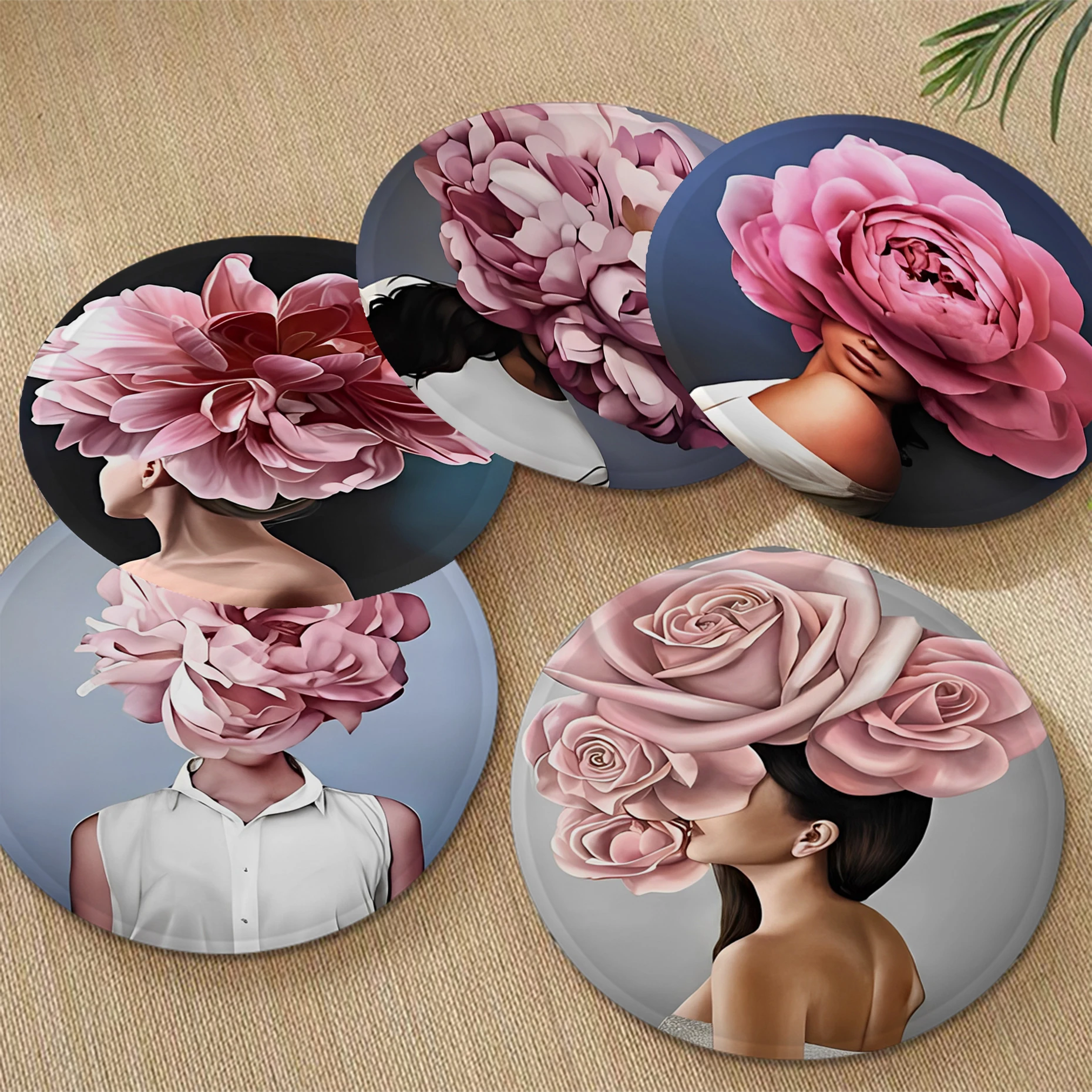 

Modern Figure Lady Head Flower Nordic Printing Meditation Cushion Stool Pad Dining Chair Tatami Seat Cushion Buttocks Pad
