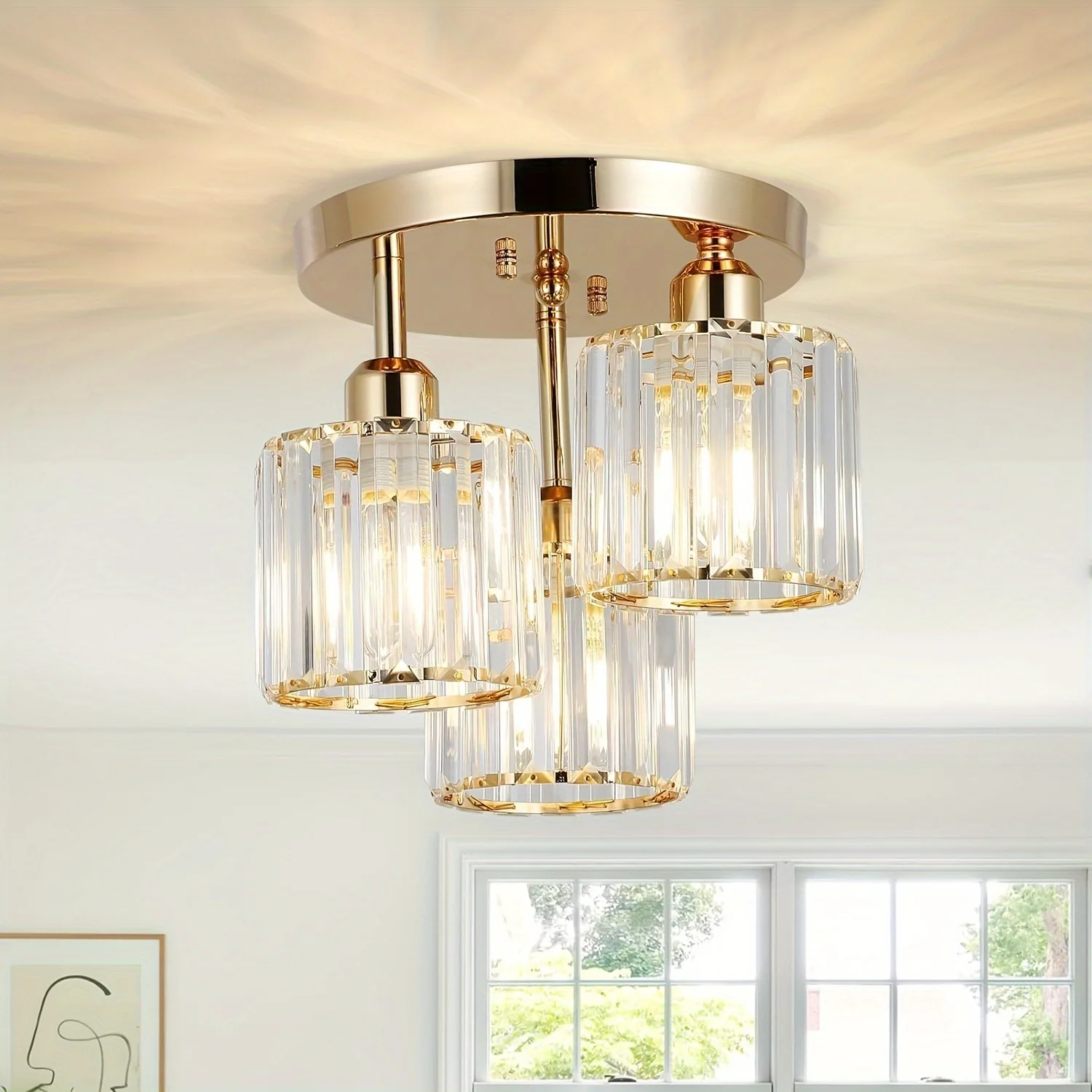 Gold Crystal 3-Light Chandelier 1