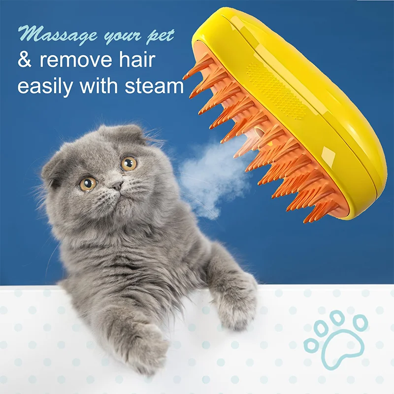 Pet Hair Brush Cat Steam 3in1 Steamy Floating Hair Brush Spray Massage Comb Rechargeable Slicker With Liquid Inlet