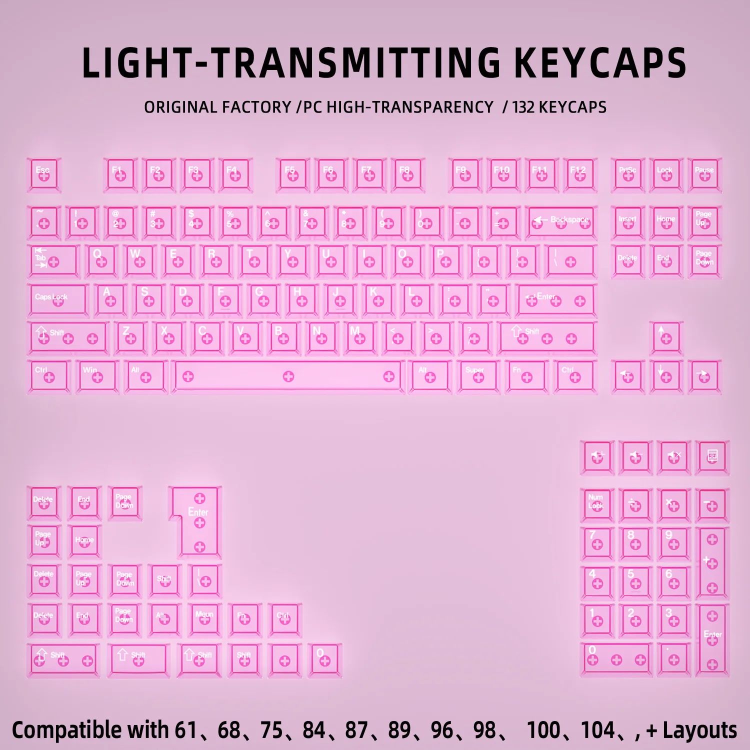 Vibrant Multicolor Cherry Profile Transparent Keycaps Set