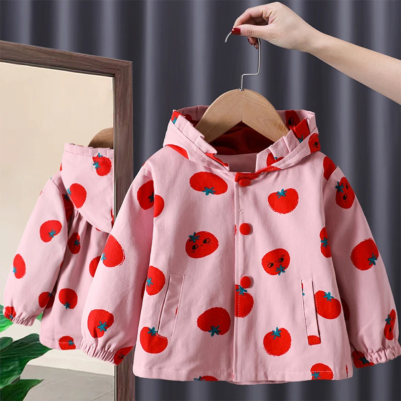 

2023 Korean Kids Spring And Autumn Pink Jackets New In Outerwears Children's Clothing Trench Coat For Girls From 2 To 7 Years
