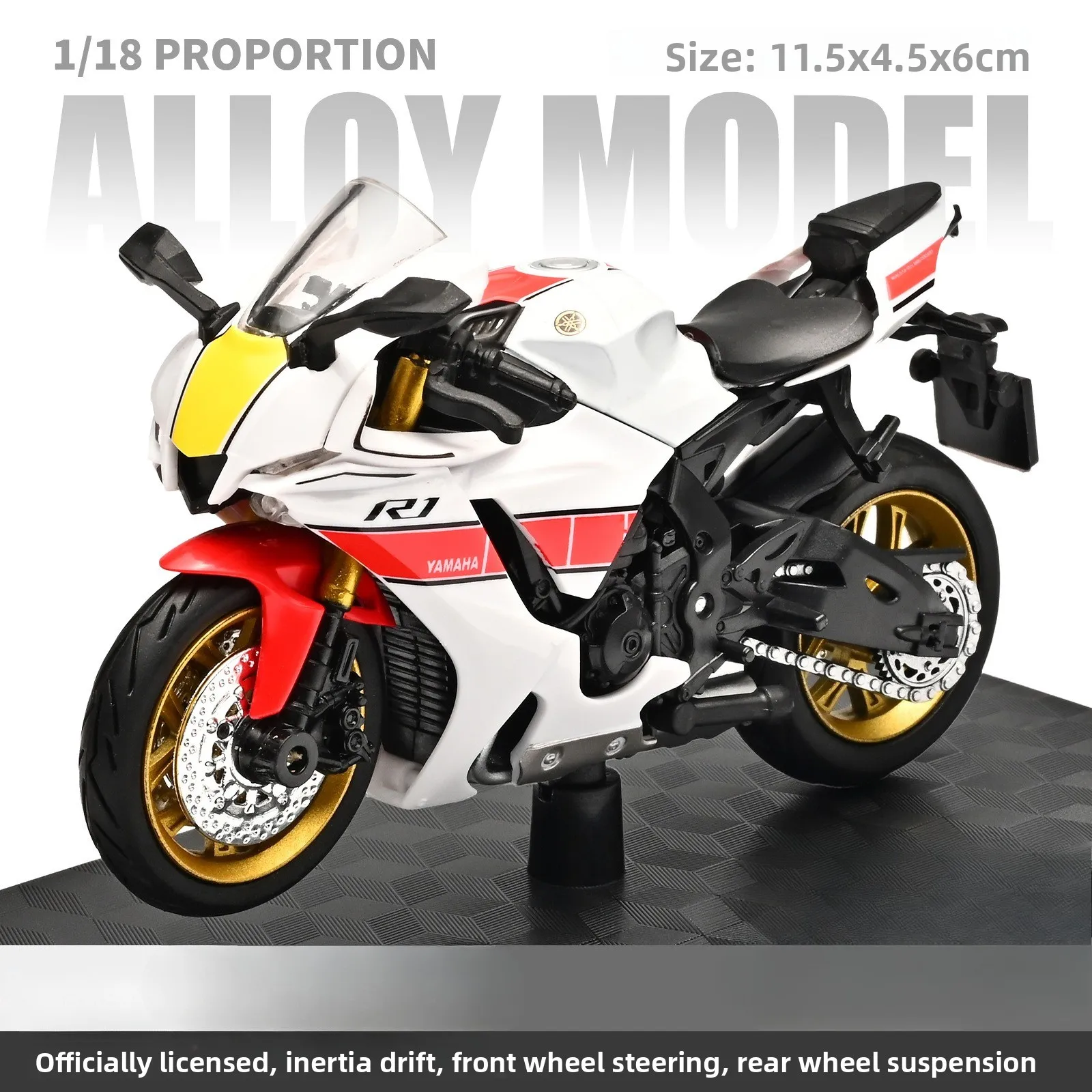 1:18 Scale Motorcycle Model Toy with Shock-Absorber Suspension - Off-Road Autobike Collection