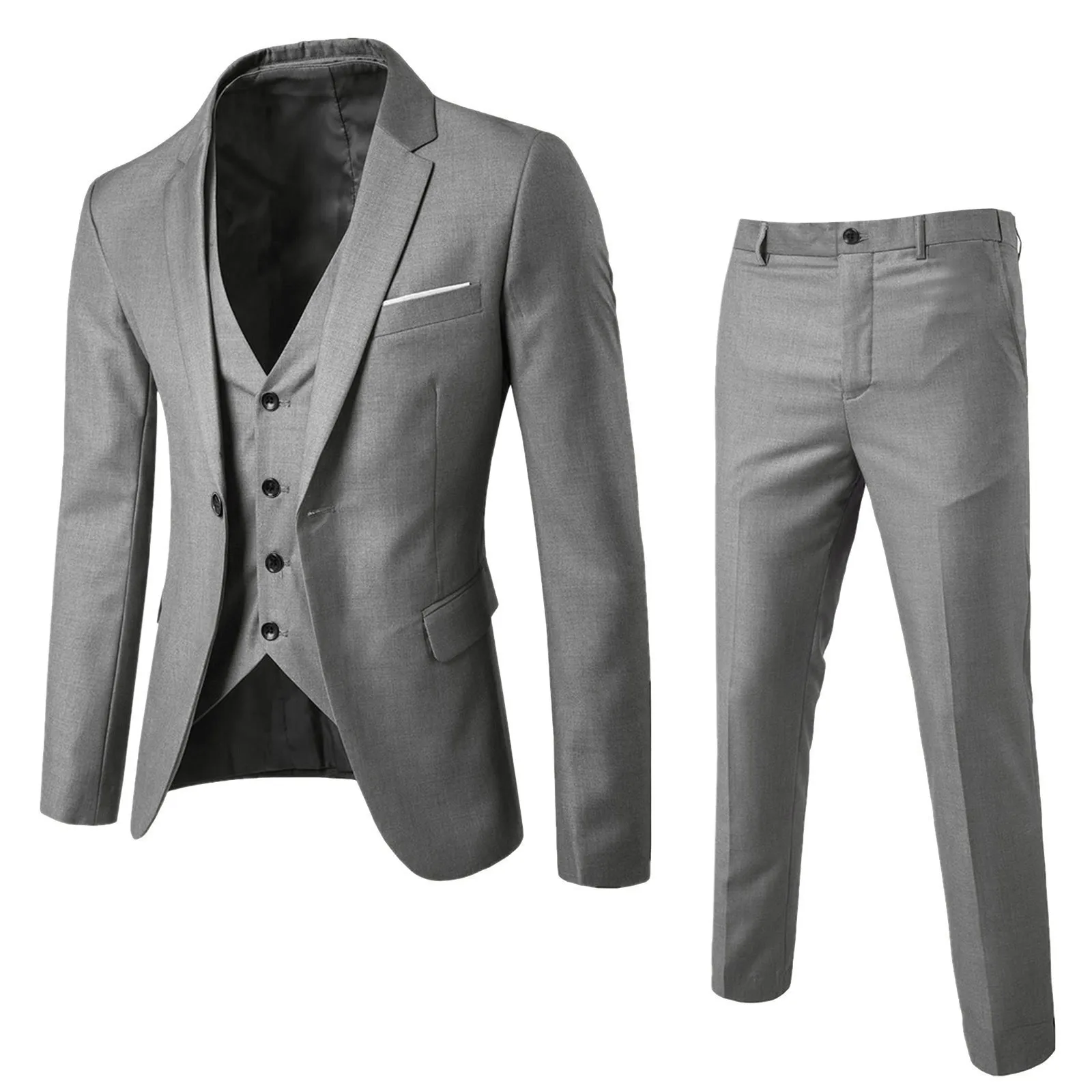 Men Jacket Suit Slim 3 Piece Suit Business Wedding Dress Party Vest Long Pants Coat Waistcoat Korean Professional Uniform mens suit