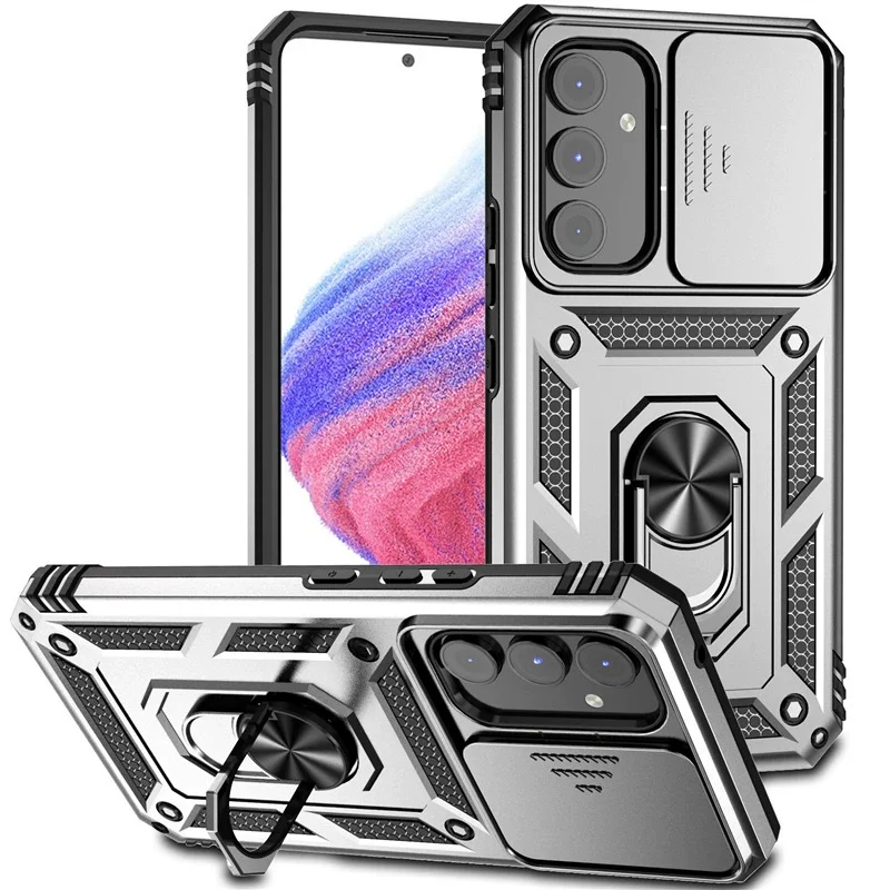 Military Grade Armor Protective Kickstand Cover with Slide Camera Lens Protection