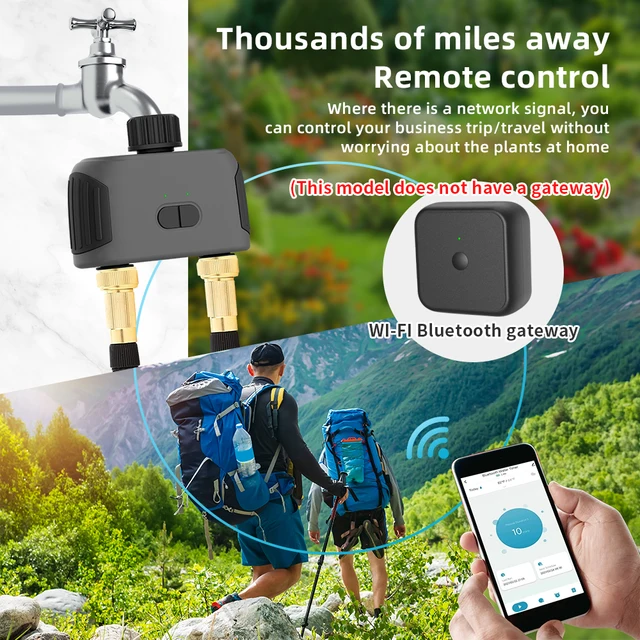 Valve d'Eau Programmable Bluetooth/WiFi, Minuterie d'Arrosage Intelligente, Arroseurs Automatiques de Jardin et de Pelouse, Contrôleur de Retard de Pluie 5