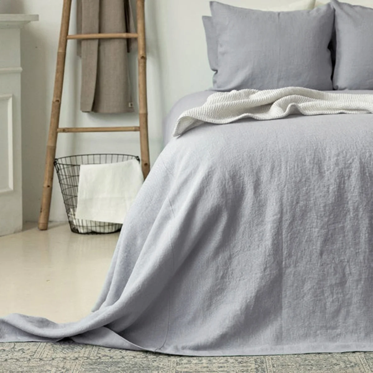 100% Pure Linen Pure Linen Sheet Set, 1 Flat Sheet, 2 Pillowcases, Queen and King Size Bedding, Breathable and Durable for Sleep 3