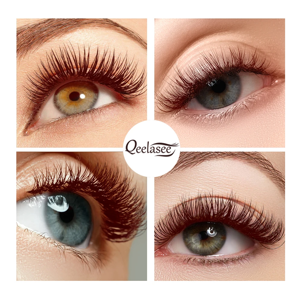 Qeelasee New Arrival 10 PCS Brown Matte Flat Eyelash Extension Mink False Ellipse Lashes Split Tips Supplies 5