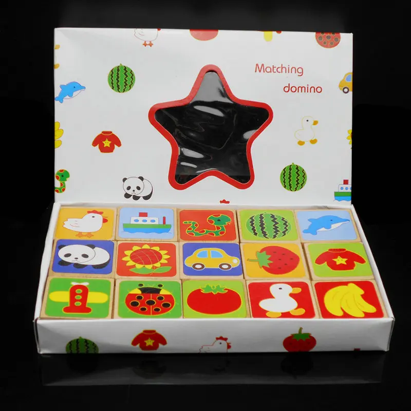 Children's Education Jigsaw Puzzles 30PCS Domino Blocks Parent-Child Plays Baby Matching Fruit Animal Game Montessori Wooden Toy рок domino franz ferdinand franz ferdinand