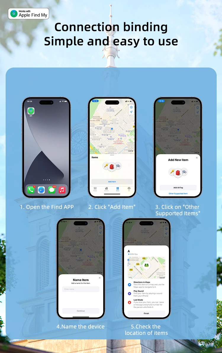 Bluetooth Key Finder GPS work with Apple Find My Global Network Smart AirTag Tra