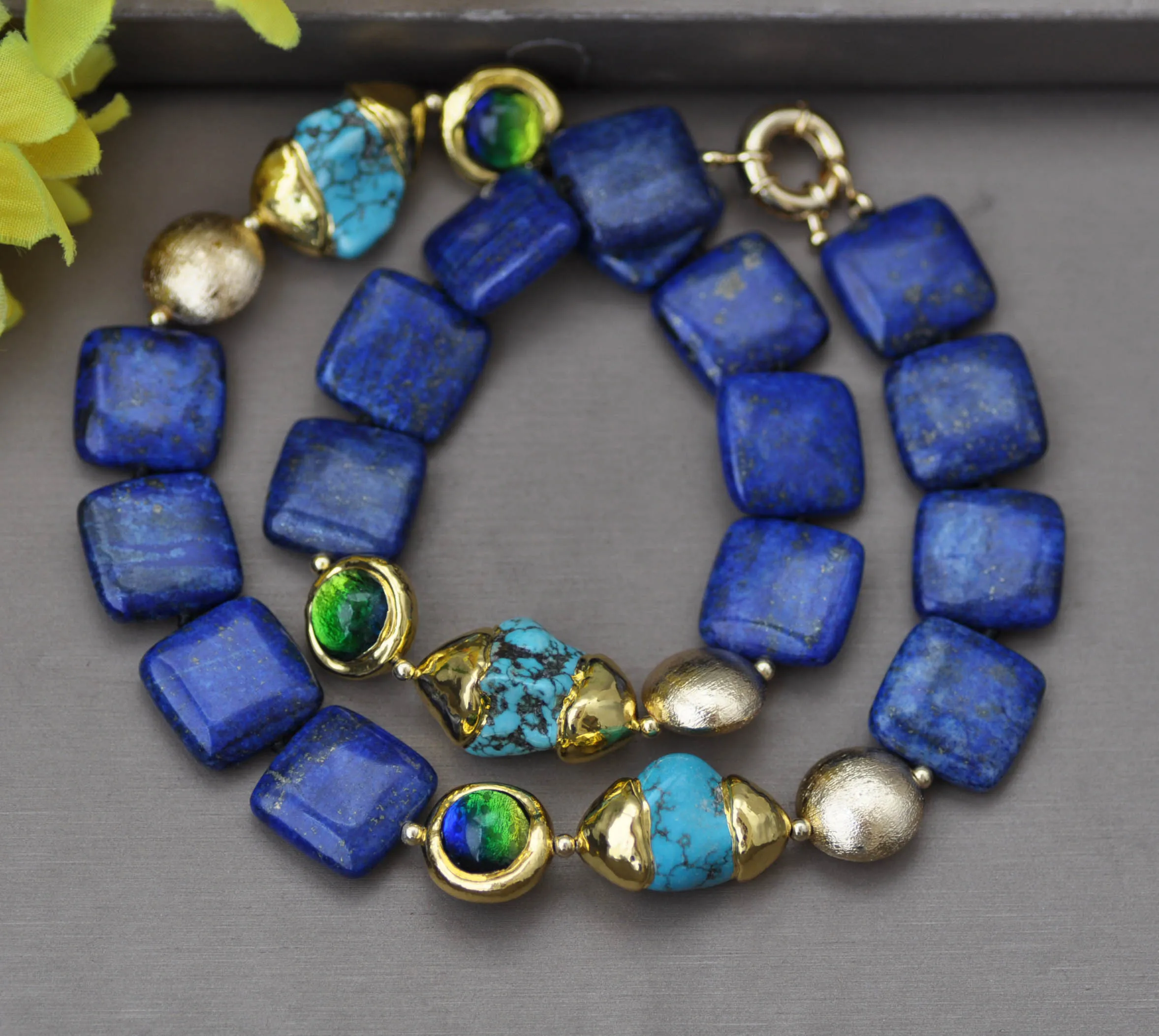 Baroque Turquoise Lapis Lazuli Necklace