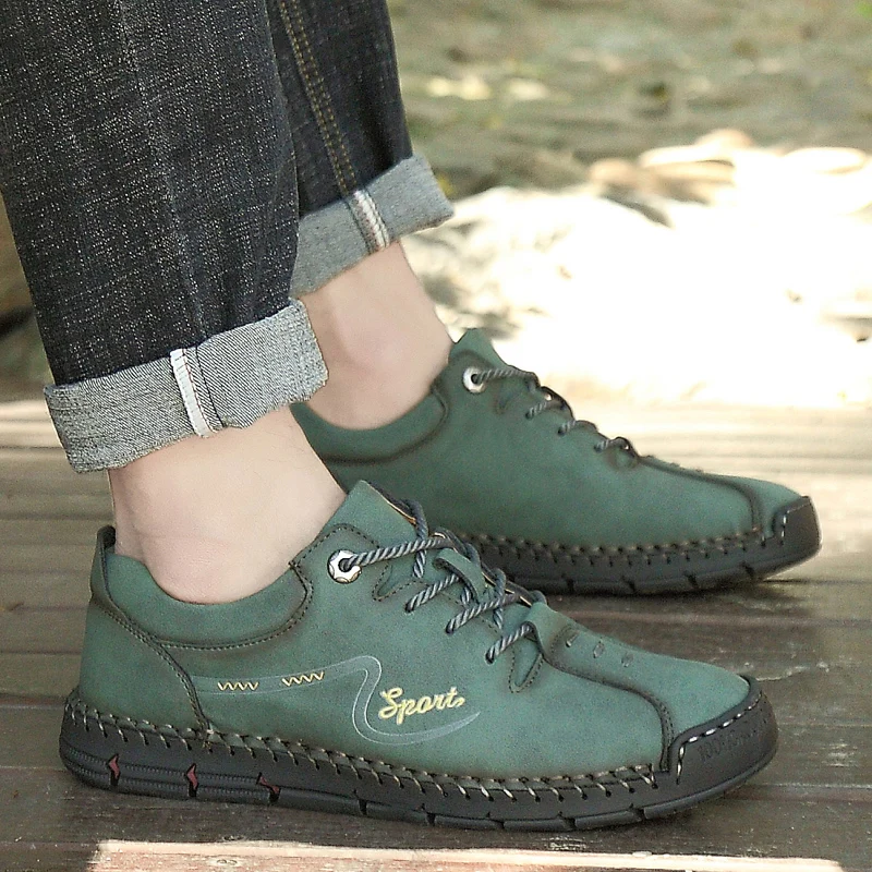 

Leather Casual Men Shoes lace up Comfortable handamde Casual Shoes Men fashion Moccasins Driving Shoes man big size 48