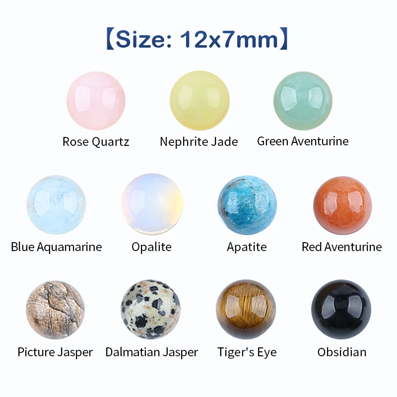

12x7mm Round Flatback Cabochon High Quality Polished Handmade Jewelry Gemstone Design Marking for Ring Necklace 1pcs