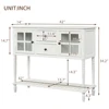 TREXM Farmhouse Wood/Glass Sideboard Console Table with Bottom Shelf - White Buffet Storage Cabinet for Living Room 3