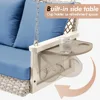 Upgraded Wicker Hanging Porch Swing Heavy Duty 900 LBS 3-Seat Outdoor Patio Swing Chair Bench for Adult w/ Hanging Chains 4