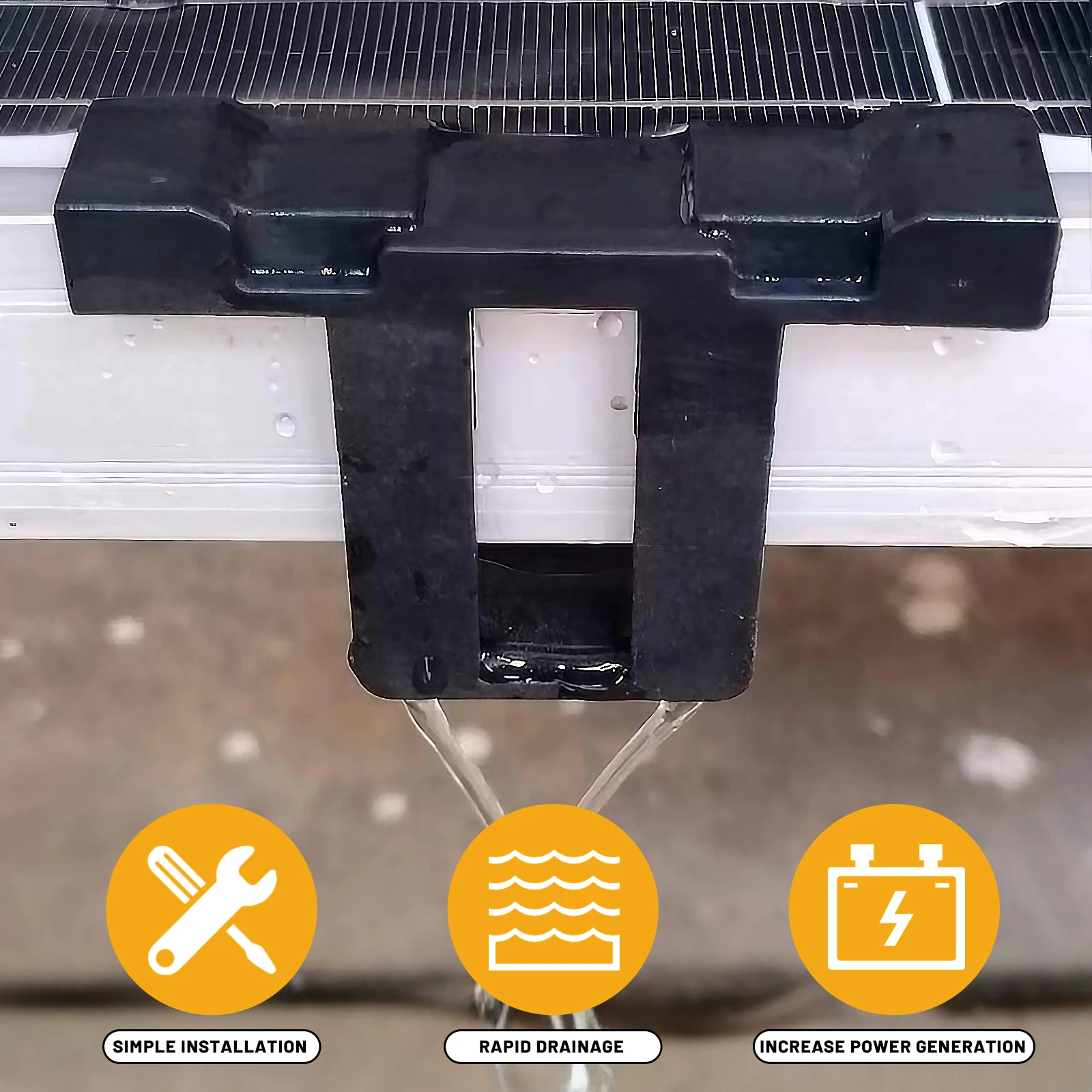 10pcs Solar Panel Water Drainage Clips ABS Roof Solar Photovoltaic Panel Water Drained Away Clip Guide & Mud Clamp Auto Remove